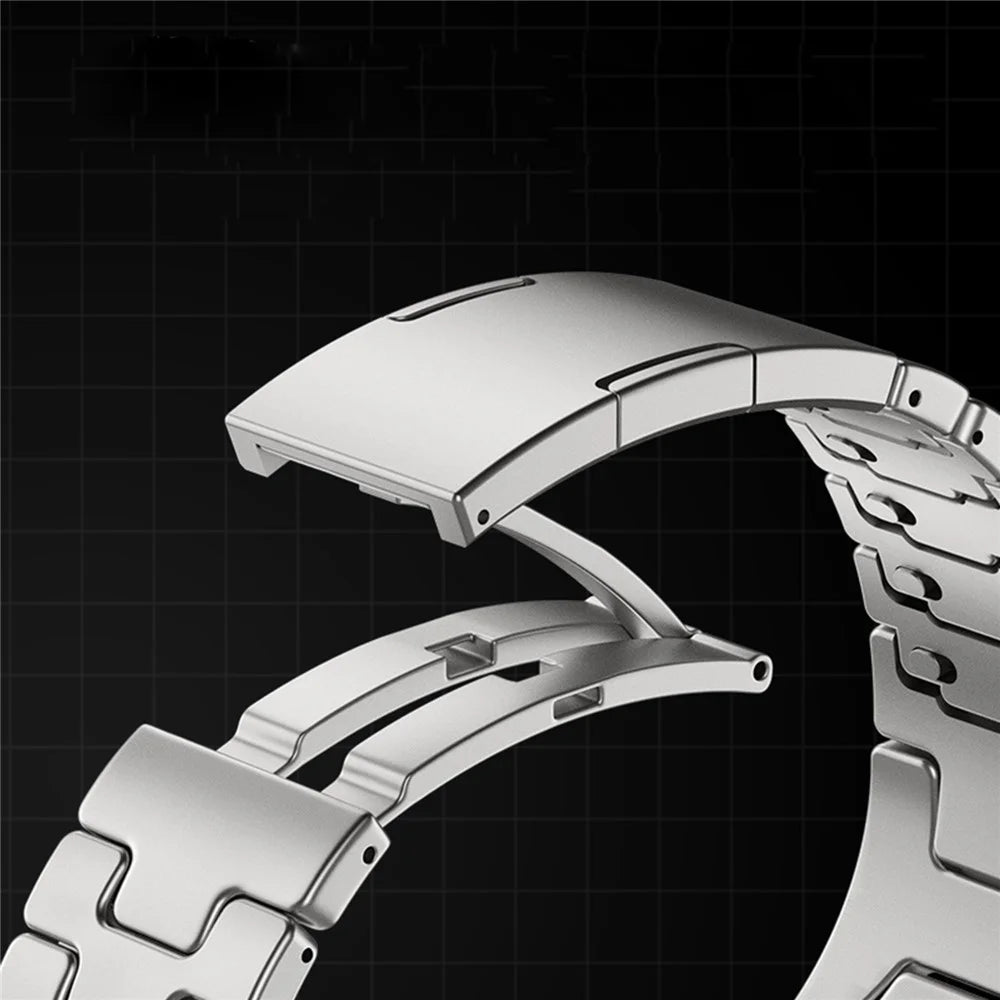 H-Style Quick Release Strap For Apple Watch Series 11 10 42mm  /  9 8 7 41mm  /  SE3 SE2 SE 6 5 4 40mm  /  3 2 1 38mm Stainless Steel Watch Band with Butterfly Buckle - Silver - 3