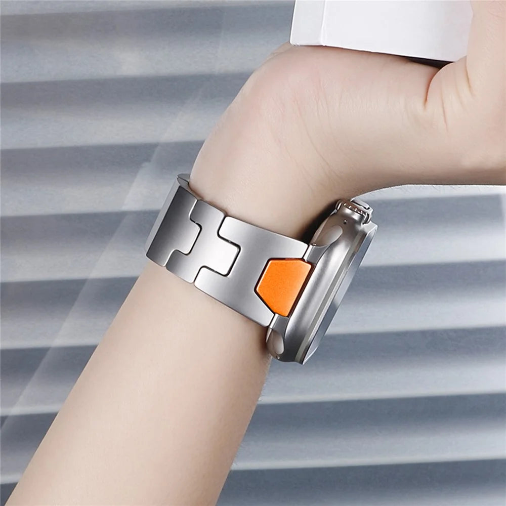 H-Style Quick Release Strap For Apple Watch Series 11 10 42mm  /  9 8 7 41mm  /  SE3 SE2 SE 6 5 4 40mm  /  3 2 1 38mm Stainless Steel Watch Band with Butterfly Buckle - Silver - 6