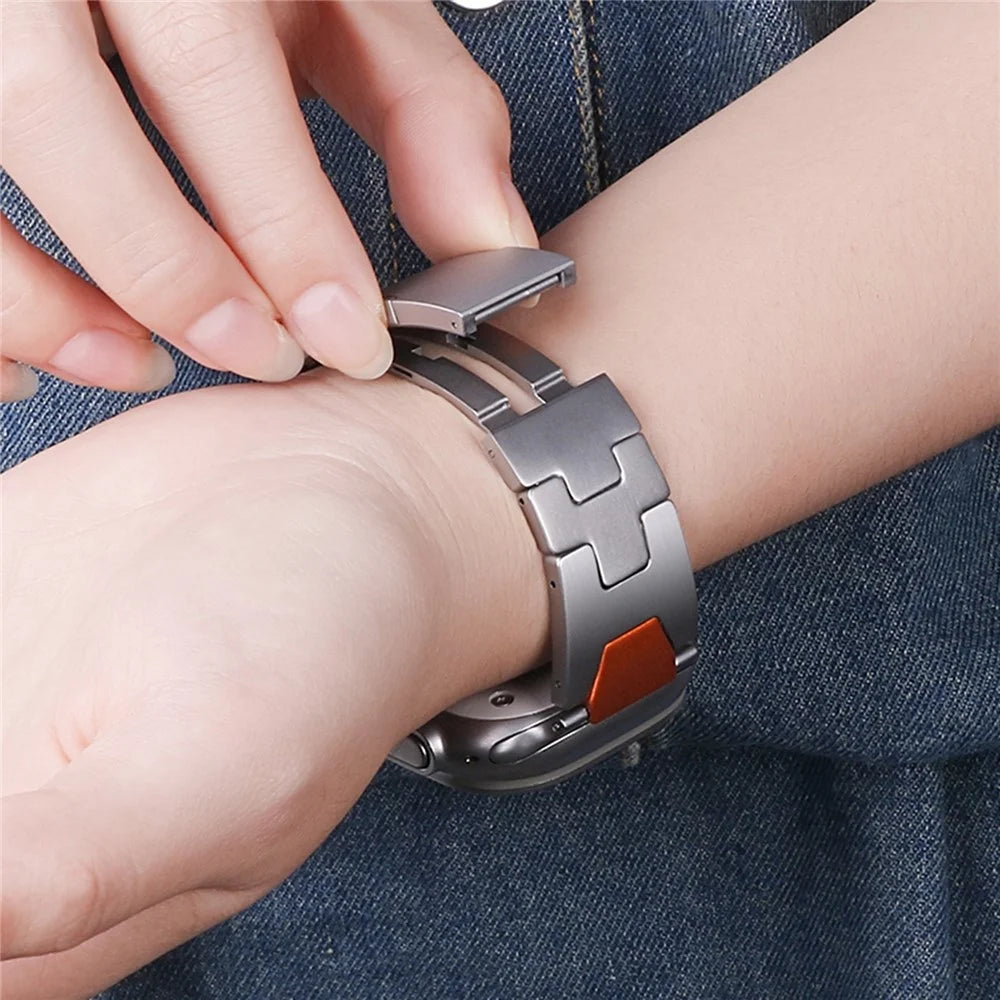 H-Style Quick Release Strap For Apple Watch Series 11 10 42mm  /  9 8 7 41mm  /  SE3 SE2 SE 6 5 4 40mm  /  3 2 1 38mm Stainless Steel Watch Band with Butterfly Buckle - Silver - 7