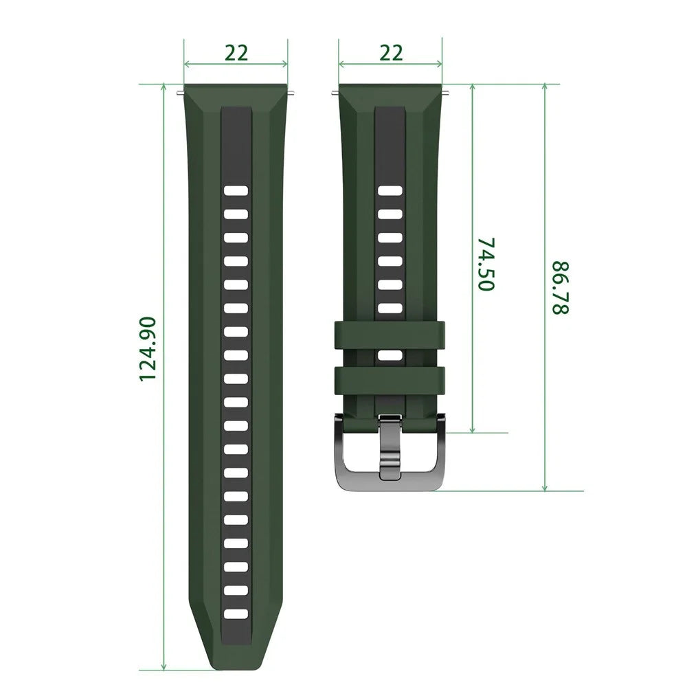 22mm Dual Color Watch Bands for Huawei Watch GT 5 Pro / 5 / 4 46mm / Samsung Galaxy Watch3 45mm Black Steel Buckle Silicone Strap Quick Release - Black / Orange - 5