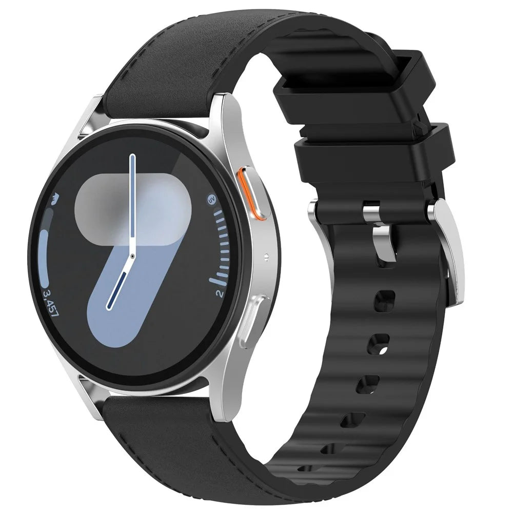 22mm Quick Release Strap for Huawei Watch GT 5 Pro / 5 / 4 46mm / Samsung Galaxy Watch3 45mm Silicone Leather Watch Band - Black - 4