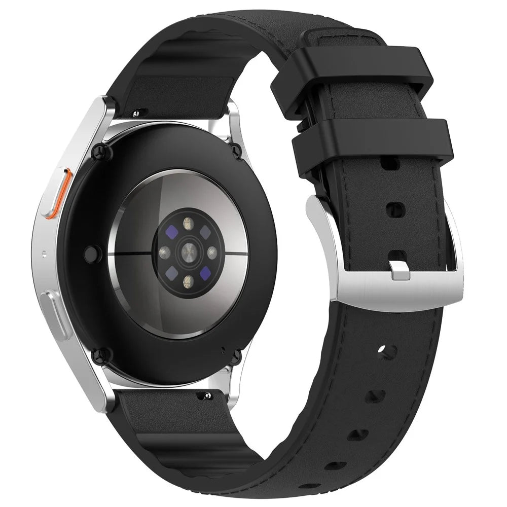 20mm Quick Release Strap for Samsung Galaxy Watch7 / 6 40mm / 44mm / Galaxy Watch6 Classic 43mm / 47mm Silicone Leather Watch Band - Black - 1