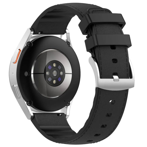 20mm Quick Release Strap for Samsung Galaxy Watch7 / 6 40mm / 44mm / Galaxy Watch6 Classic 43mm / 47mm Silicone Leather Watch Band - Black - 1
