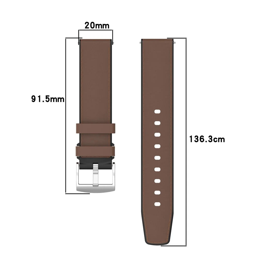 20mm Quick Release Strap for Samsung Galaxy Watch7 / 6 40mm / 44mm / Galaxy Watch6 Classic 43mm / 47mm Silicone Leather Watch Band - Black - 6