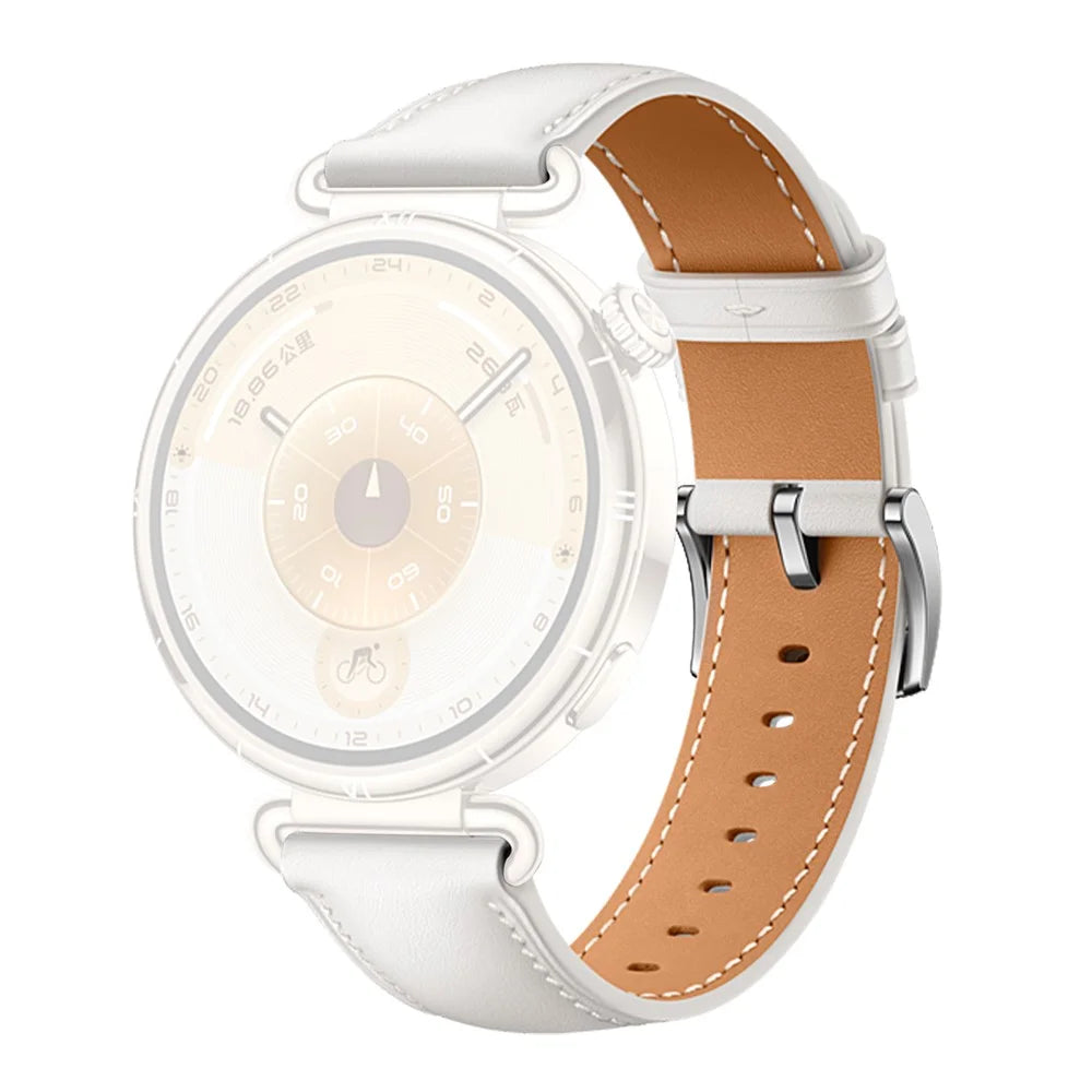 18mm Genuine Leather Strap for Huawei Watch GT 6 / 5 / 4 41mm / Garmin Venu 3S Adjustable Watch Band - White - 1