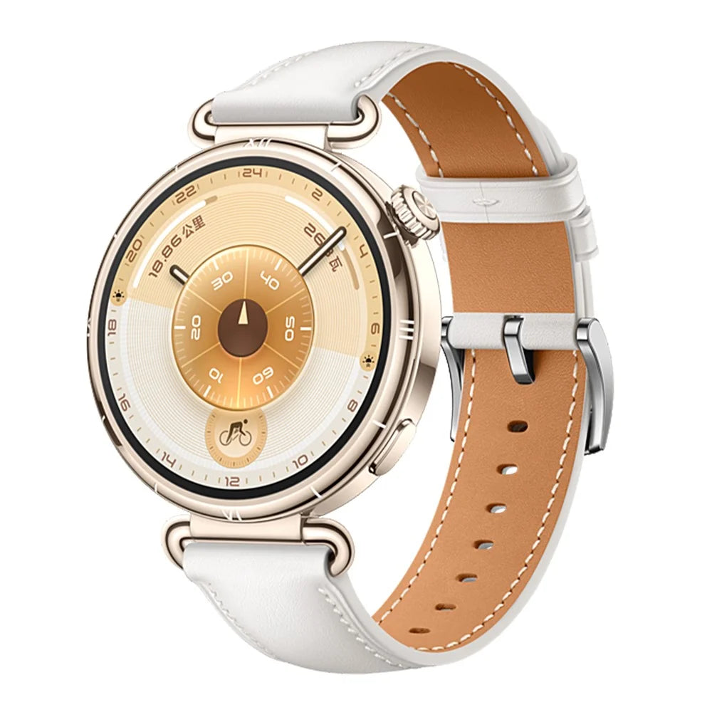 18mm Genuine Leather Strap for Huawei Watch GT 6 / 5 / 4 41mm / Garmin Venu 3S Adjustable Watch Band - White - 2