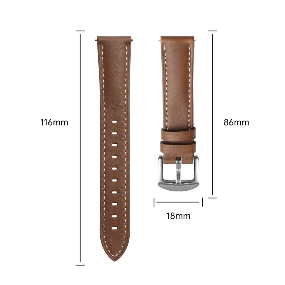 18mm Genuine Leather Strap for Huawei Watch GT 6 / 5 / 4 41mm / Garmin Venu 3S Adjustable Watch Band - White - 6