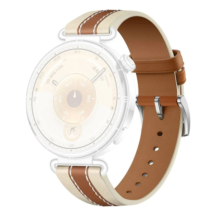 18mm Double-Sided Genuine Leather Strap for Huawei Watch GT 6 / 5 / 4 41mm / 5 Pro 42mm Replacement Watch Band - Brown - 1