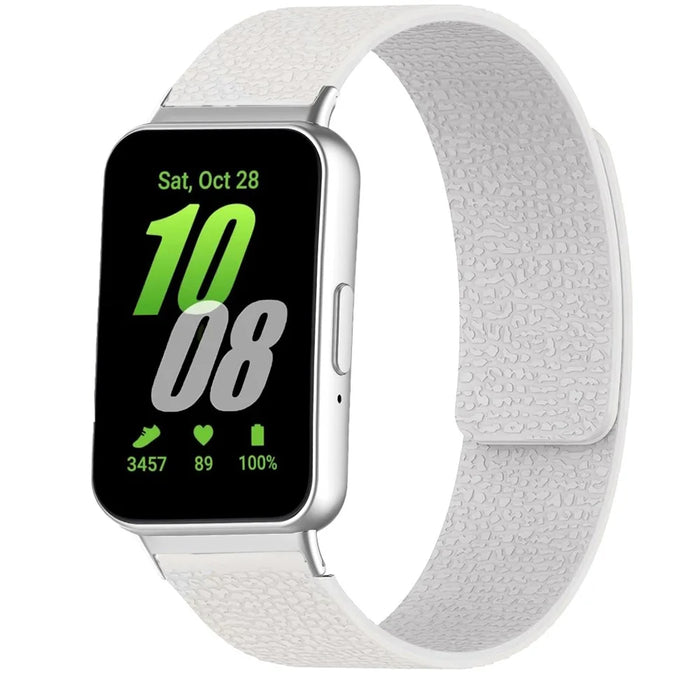 For Samsung Galaxy Fit3 Soft Magnetic Silicone Strap Litchi Texture Design Watch Band - White - 2
