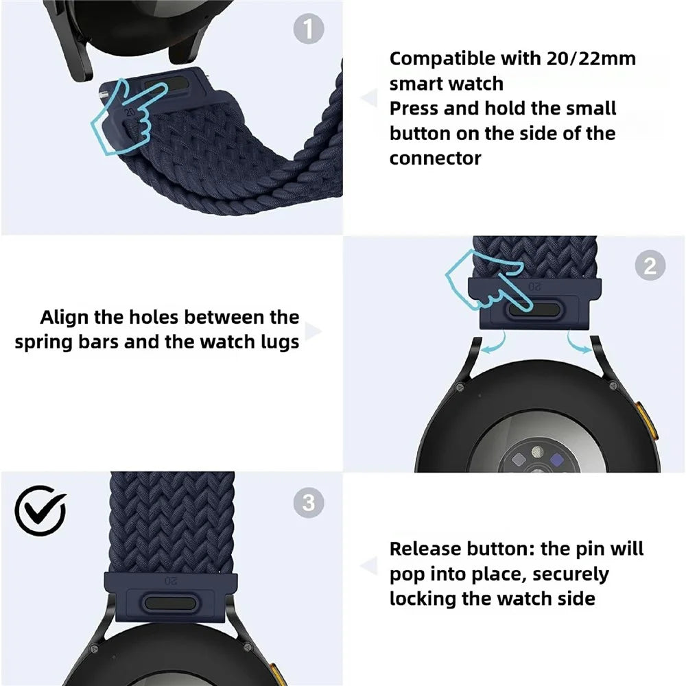 22mm Quick Release Magnetic Strap for Samsung Galaxy Watch3 45mm / Watch 46mm / Gear S3 Classic / S3 Frontier Nylon Woven Watch Band - Blue - 3