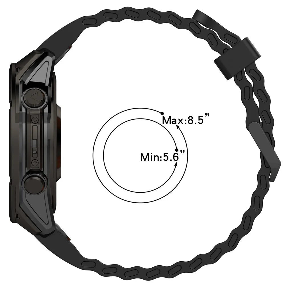 22mm Double-Buckle Silicone Band for Garmin Tactix 8 47mm / Fenix 8 47mm / Fenix E 47mm Quick Release Dual Color Watch Strap - Black / Orange - 5