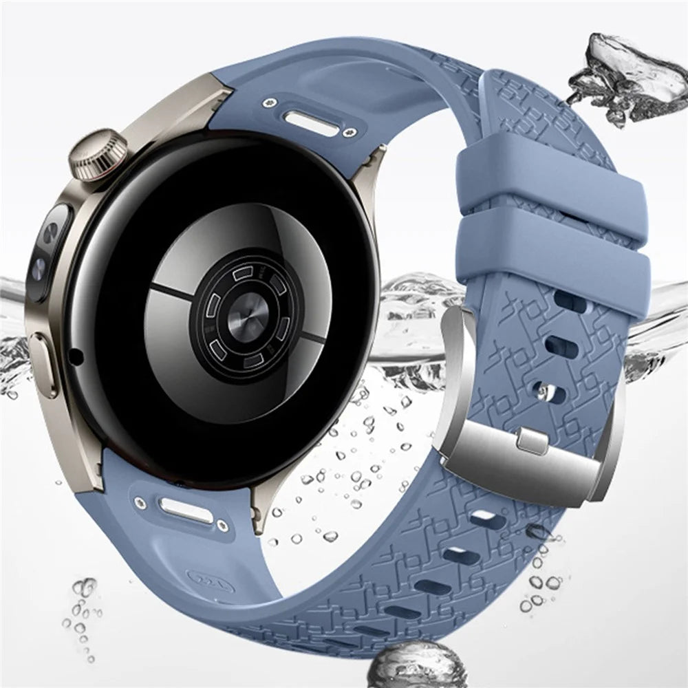 22mm Woven Textured Silicone Strap for Huawei Watch GT 5 Pro / 5 / 4 46mm / Watch 4 Quick Release Watch Band - Blue - 4