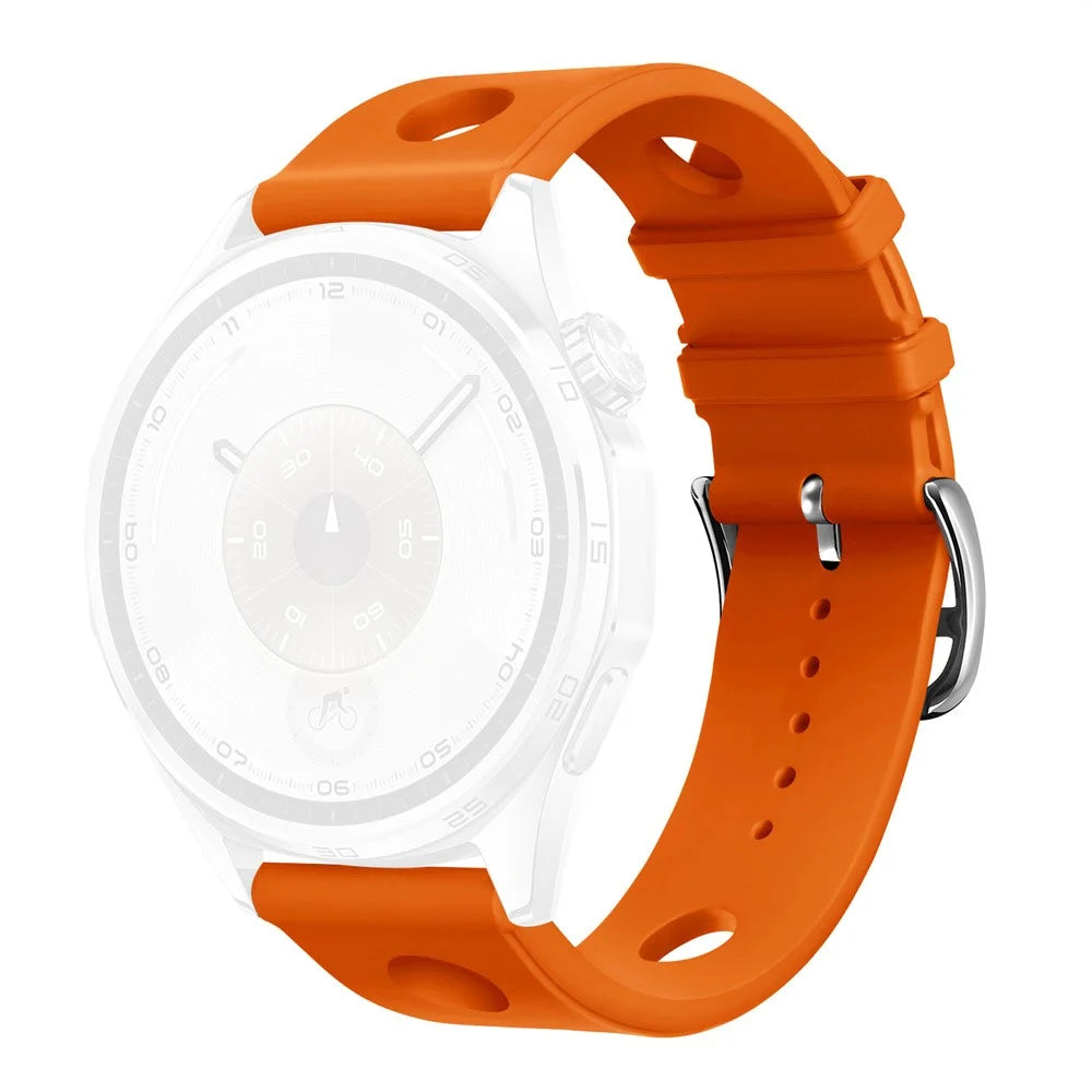 20mm Silicone Watch Band for Huawei Watch GT 3 42mm / Samsung Galaxy Watch7 40mm / 44mm Holes Design Wrist Strap with Pin Buckle - Orange - 1