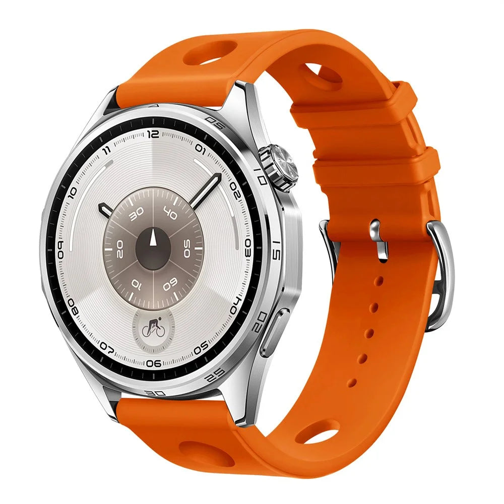 22mm Silicone Watch Band for Huawei Watch GT 6 46mm / GT 5 46mm / GT 5 Pro 46mm Holes Design Wrist Strap with Pin Buckle - Orange - 2
