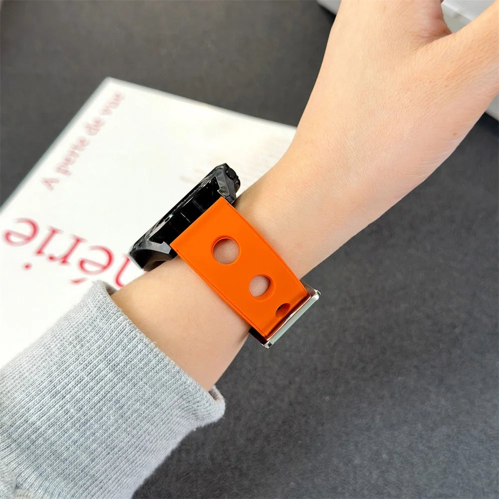 22mm Silicone Watch Band for Huawei Watch GT 6 46mm / GT 5 46mm / GT 5 Pro 46mm Holes Design Wrist Strap with Pin Buckle - Orange - 6