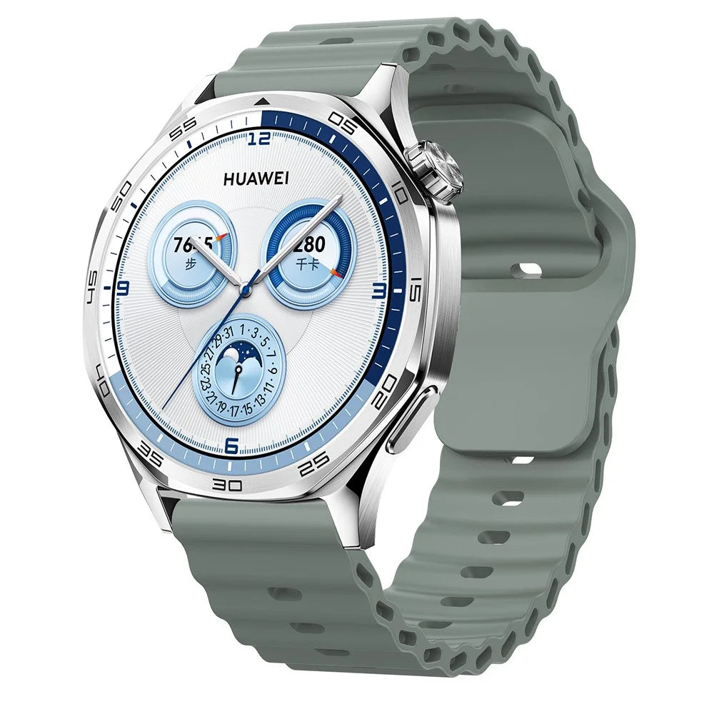 22mm Silicone Watch Band for Huawei Watch GT 6 46mm  /  GT 5 46mm  /  GT 5 Pro 46mm Ocean Wave Wrist Strap - Dark Grey - 2