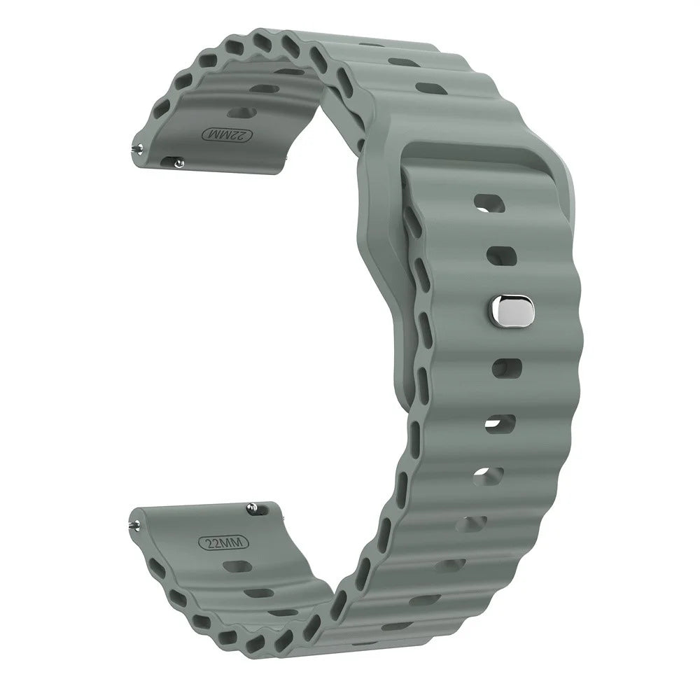 22mm Silicone Watch Band for Huawei Watch GT 6 46mm  /  GT 5 46mm  /  GT 5 Pro 46mm Ocean Wave Wrist Strap - Dark Grey - 4