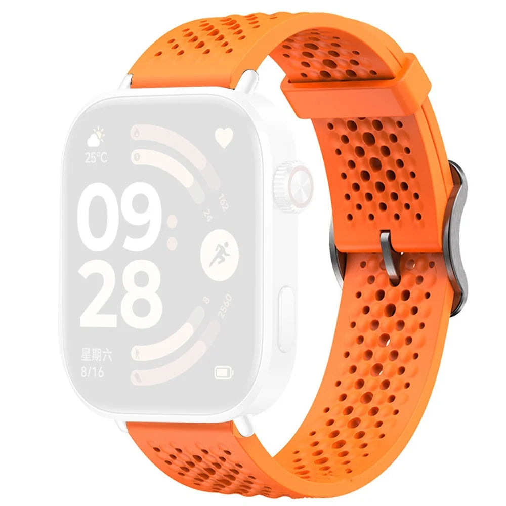 Hollow Out Mesh Silicone Strap for Xiaomi Smart Band 10 Pro / 9 Pro / 8 Pro / Redmi Watch 6 / 5 / 4 Breathable Watch Band - Orange - 1