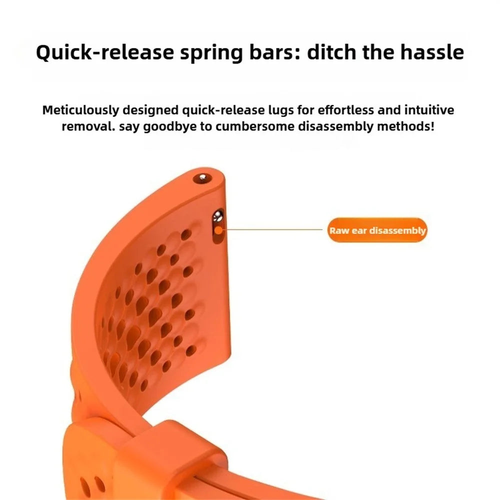 Hollow Out Mesh Silicone Strap for Xiaomi Smart Band 10 Pro / 9 Pro / 8 Pro / Redmi Watch 6 / 5 / 4 Breathable Watch Band - Orange - 3