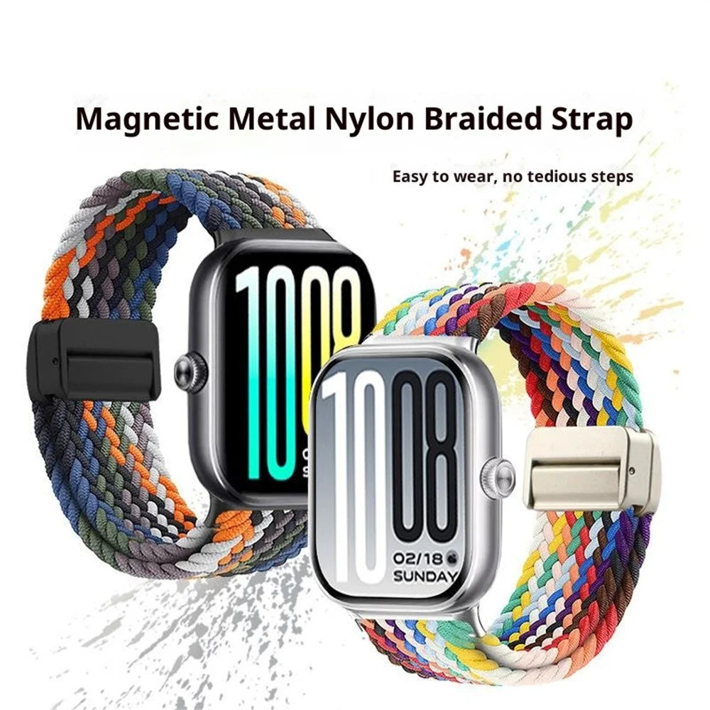 Braided Nylon Watch Band for vivo Watch GT / iQOO Watch GT Replacement Strap with Magnetic Buckle - Rainbow - 3