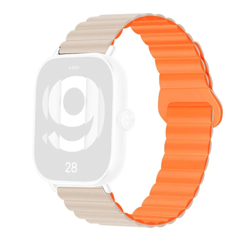 For vivo Watch GT / iQOO Watch GT Silicone Strap Magnetic Reverse Buckle Watch Band - Starlight / Orange - 1
