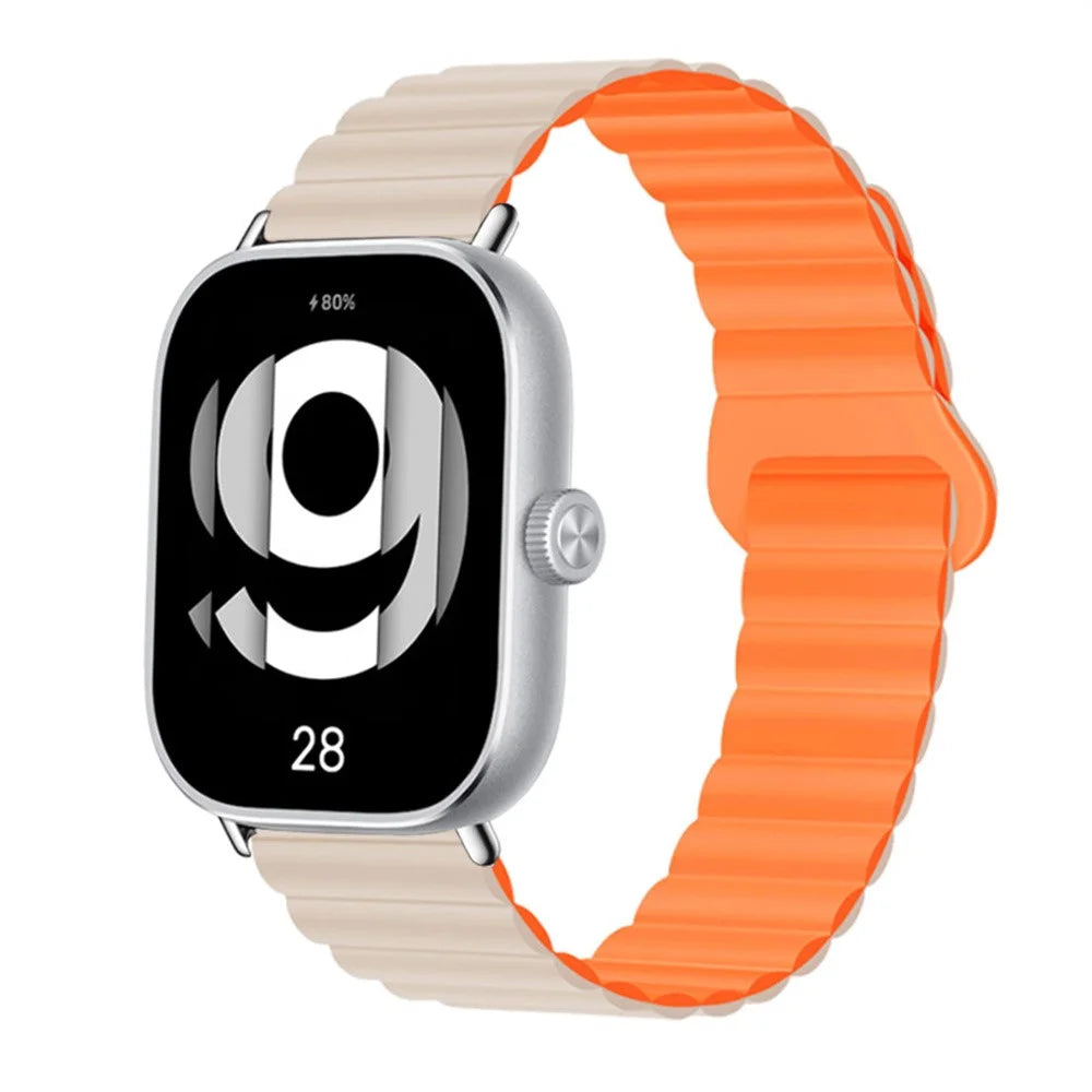For vivo Watch GT / iQOO Watch GT Silicone Strap Magnetic Reverse Buckle Watch Band - Starlight / Orange - 2
