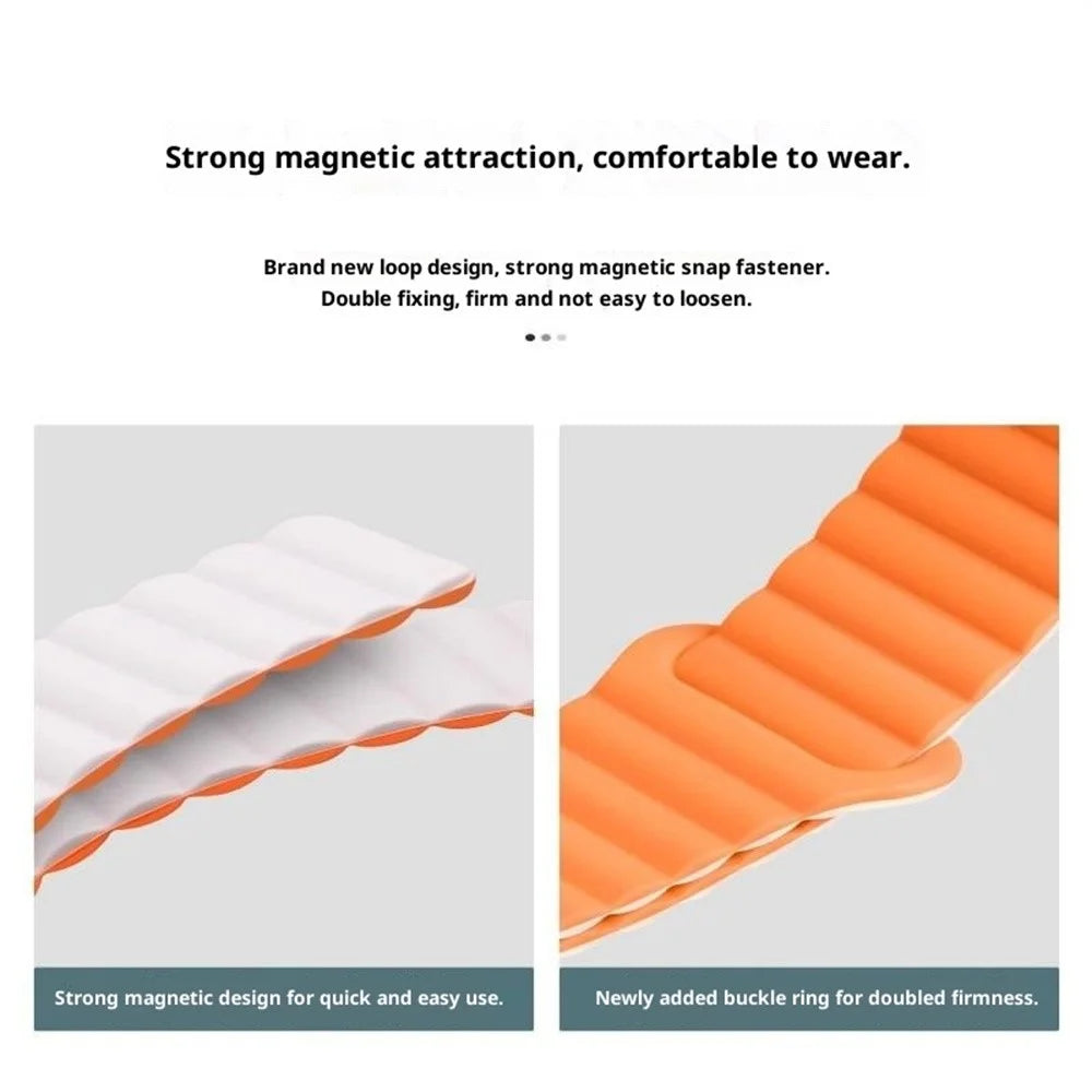 For vivo Watch GT / iQOO Watch GT Silicone Strap Magnetic Reverse Buckle Watch Band - Starlight / Orange - 4