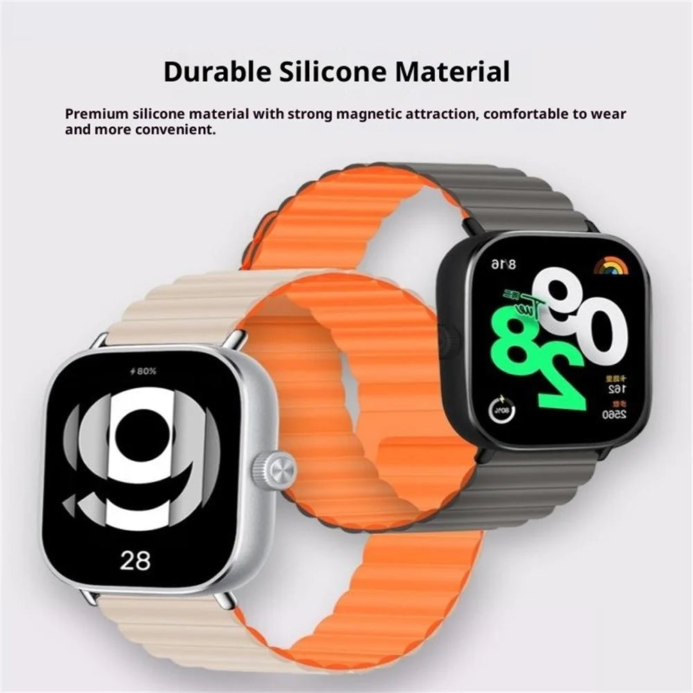 For vivo Watch GT / iQOO Watch GT Silicone Strap Magnetic Reverse Buckle Watch Band - Starlight / Orange - 5