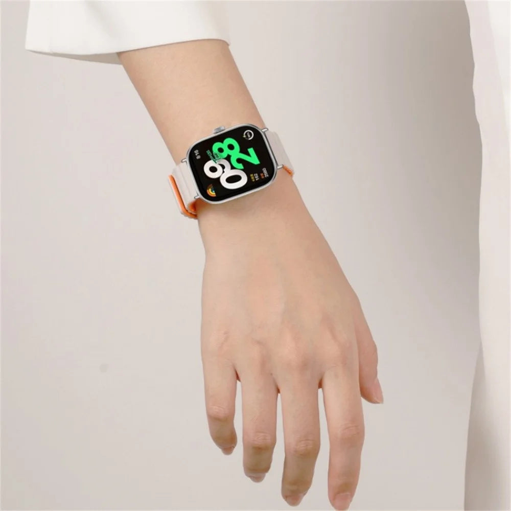 For vivo Watch GT / iQOO Watch GT Silicone Strap Magnetic Reverse Buckle Watch Band - Starlight / Orange - 7