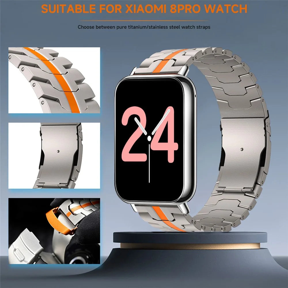 Titanium Alloy Watch Strap for vivo Watch GT / iQOO Watch GT Wristband with Stainless Steel Buckle - Titanium / Orange - 2