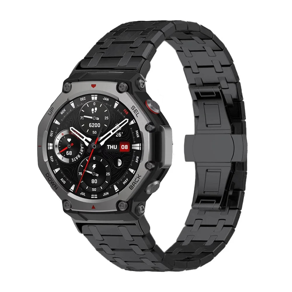 Titanium Alloy Band for Huami Amazfit T-Rex 3 Butterfly Clasp Watch Strap - Black - 2