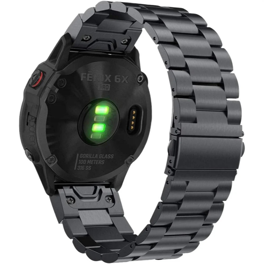 22mm Quick Release Watch Band for Garmin Fenix 8 Pro AMOLED 47mm / 8 47mm / Fenix E 47mm Integrated 3-Bead Titanium Alloy Strap with Folding Clasp - Black - 1