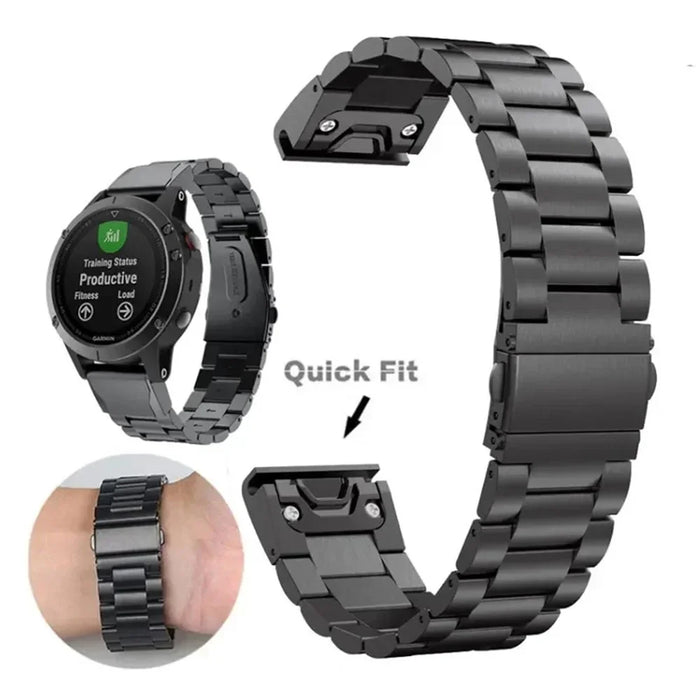 22mm Quick Release Watch Band for Garmin Fenix 8 Pro AMOLED 47mm / 8 47mm / Fenix E 47mm Integrated 3-Bead Titanium Alloy Strap with Folding Clasp - Black - 5