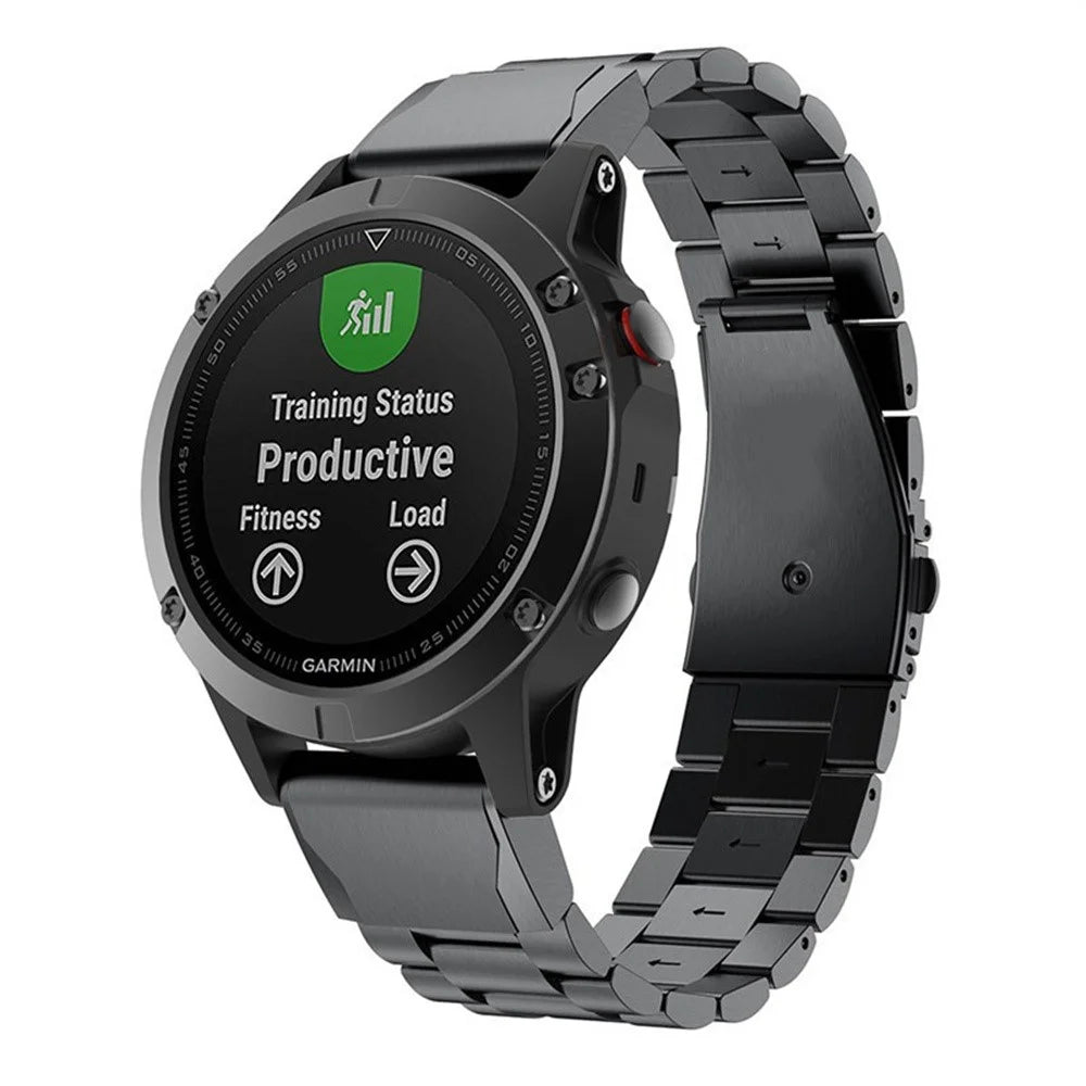 20mm Quick Release Watch Band for Garmin Fenix 8 43mm / Descent MK3 / MK3i Integrated 3-Bead Titanium Alloy Strap with Folding Clasp - Black - 2