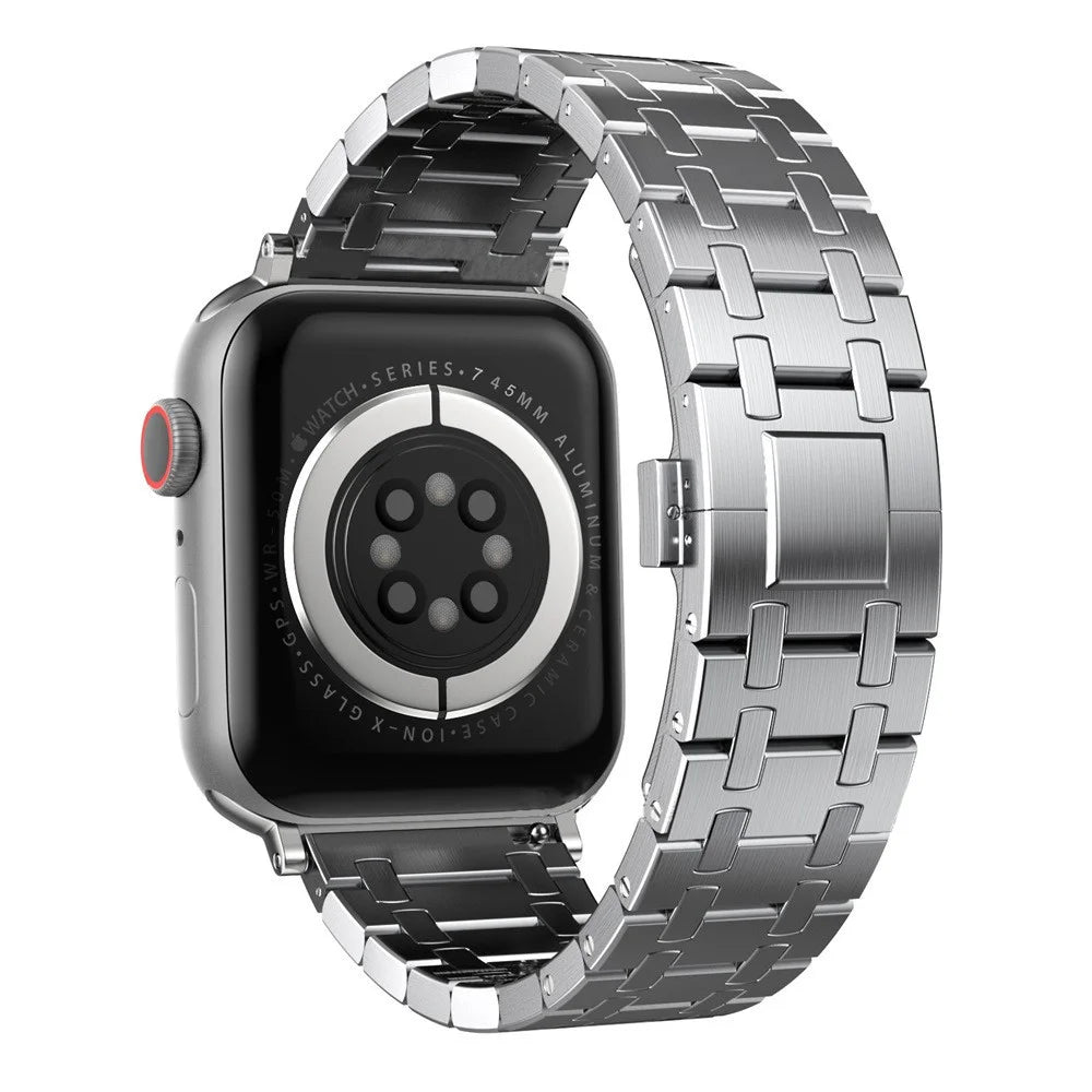Titanium Alloy Watch Band for Apple Watch Series 11 10 42mm  /  9 8 7 41mm  /  SE3 SE2 SE 6 5 4 40mm  /  3 2 1 38mm Butterfly Clasp Replacement Strap - Silver - 1