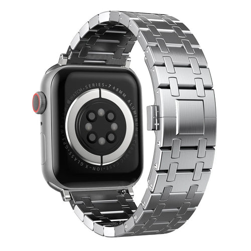 Titanium Alloy Watch Band for Apple Watch Series 11 10 42mm  /  9 8 7 41mm  /  SE3 SE2 SE 6 5 4 40mm  /  3 2 1 38mm Butterfly Clasp Replacement Strap - Silver - 1