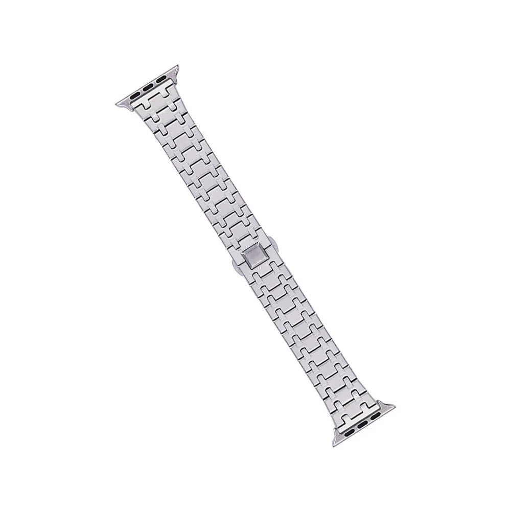 Titanium Alloy Watch Band for Apple Watch Series 11 10 42mm  /  9 8 7 41mm  /  SE3 SE2 SE 6 5 4 40mm  /  3 2 1 38mm Butterfly Clasp Replacement Strap - Silver - 3
