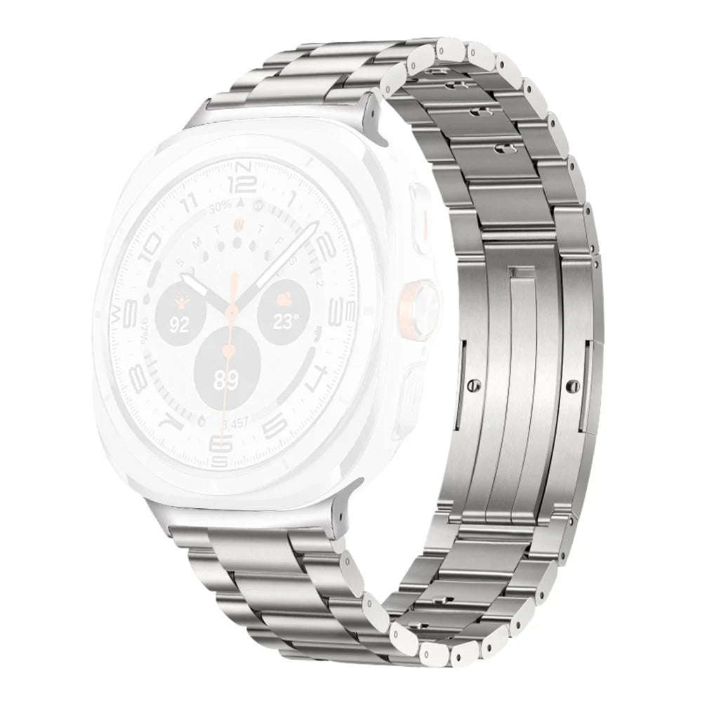 Titanium Alloy Watch Band for Samsung Galaxy Watch8 44mm / 40mm / 8 Classic 46mm Quick Release 3-Section Link Wrist Strap - Silver - 1