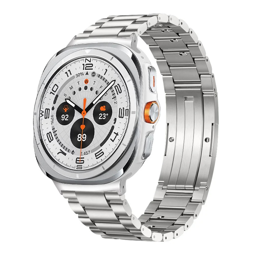Titanium Alloy Watch Band for Samsung Galaxy Watch8 44mm / 40mm / 8 Classic 46mm Quick Release 3-Section Link Wrist Strap - Silver - 2