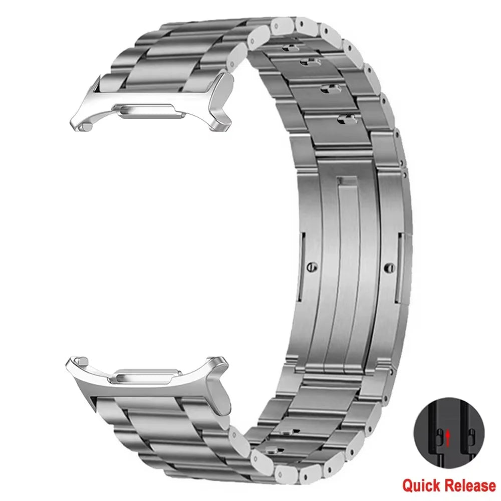 Titanium Alloy Watch Band for Samsung Galaxy Watch8 44mm / 40mm / 8 Classic 46mm Quick Release 3-Section Link Wrist Strap - Silver - 3