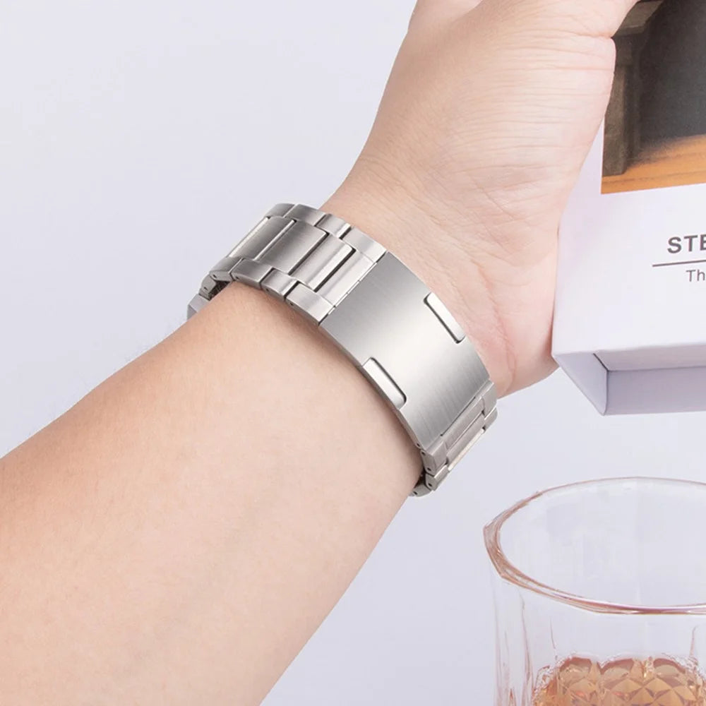 Titanium Alloy Watch Band for Samsung Galaxy Watch8 44mm / 40mm / 8 Classic 46mm Quick Release 3-Section Link Wrist Strap - Silver - 4