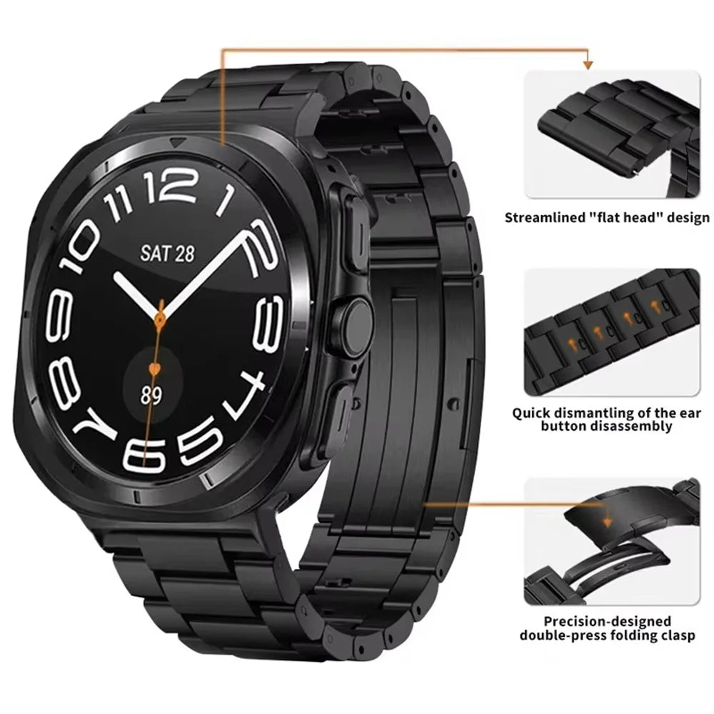 Titanium Alloy Watch Band for Samsung Galaxy Watch8 44mm / 40mm / 8 Classic 46mm Quick Release 3-Section Link Wrist Strap - Silver - 6