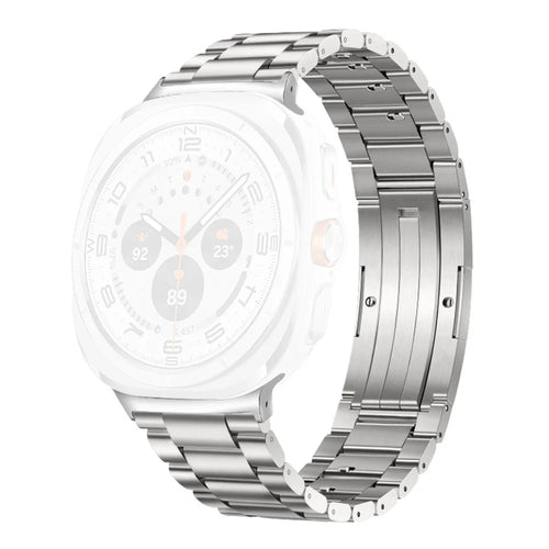 Titanium Alloy Watch Band for Samsung Galaxy Watch Ultra2 47mm / Watch Ultra (2025) 47mm / Watch Ultra 47mm Quick Release 3-Section Link Wrist Strap - Silver - 1