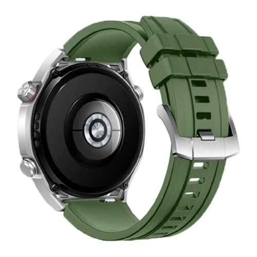 22mm Fluorine Rubber Sport Watch Band for Huawei Watch GT 5 / 5 Pro / 4 46mm / Samsung Galaxy Watch3 45mm Quick Release Wrist Strap - Green / Silver - 1