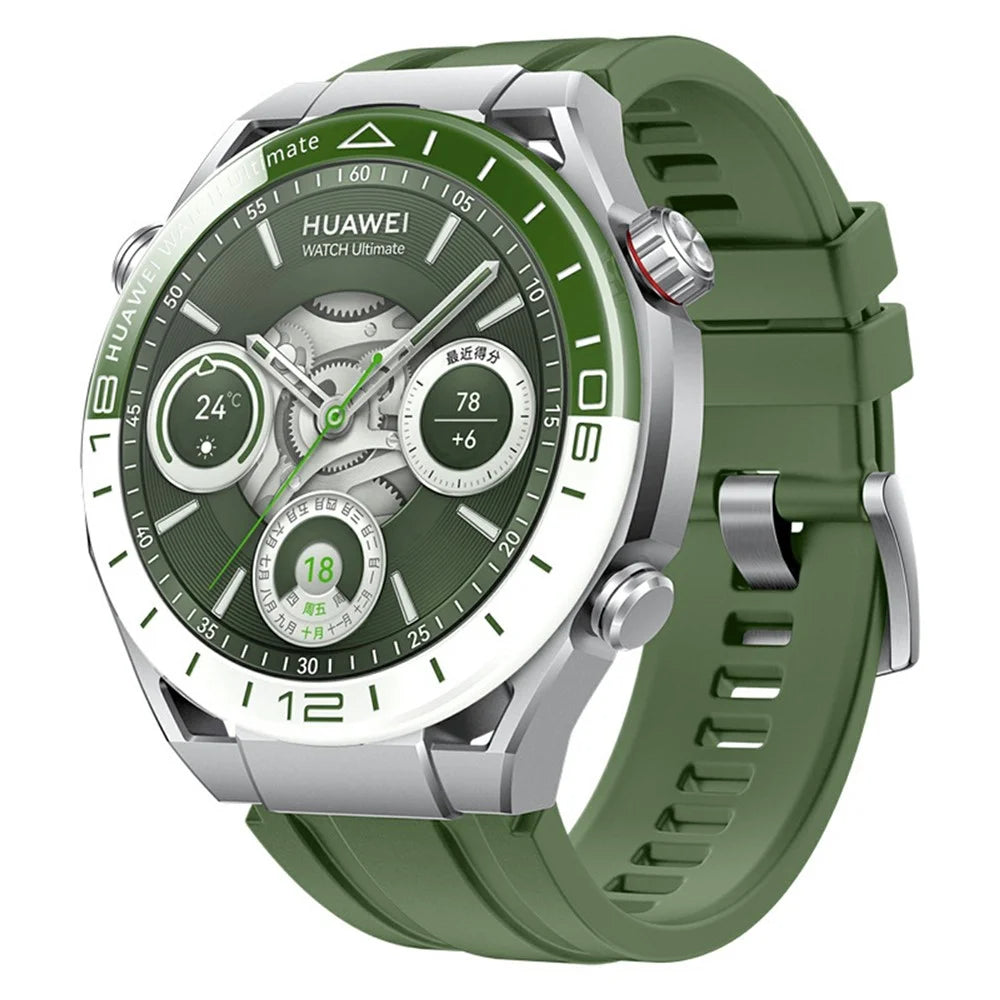 22mm Fluorine Rubber Sport Watch Band for Huawei Watch GT 5 / 5 Pro / 4 46mm / Samsung Galaxy Watch3 45mm Quick Release Wrist Strap - Green / Silver - 2