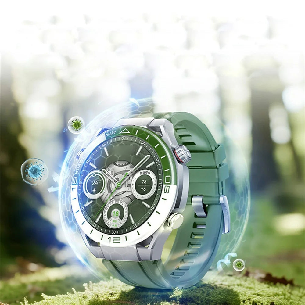 22mm Fluorine Rubber Sport Watch Band for Huawei Watch GT 5 / 5 Pro / 4 46mm / Samsung Galaxy Watch3 45mm Quick Release Wrist Strap - Green / Silver - 4