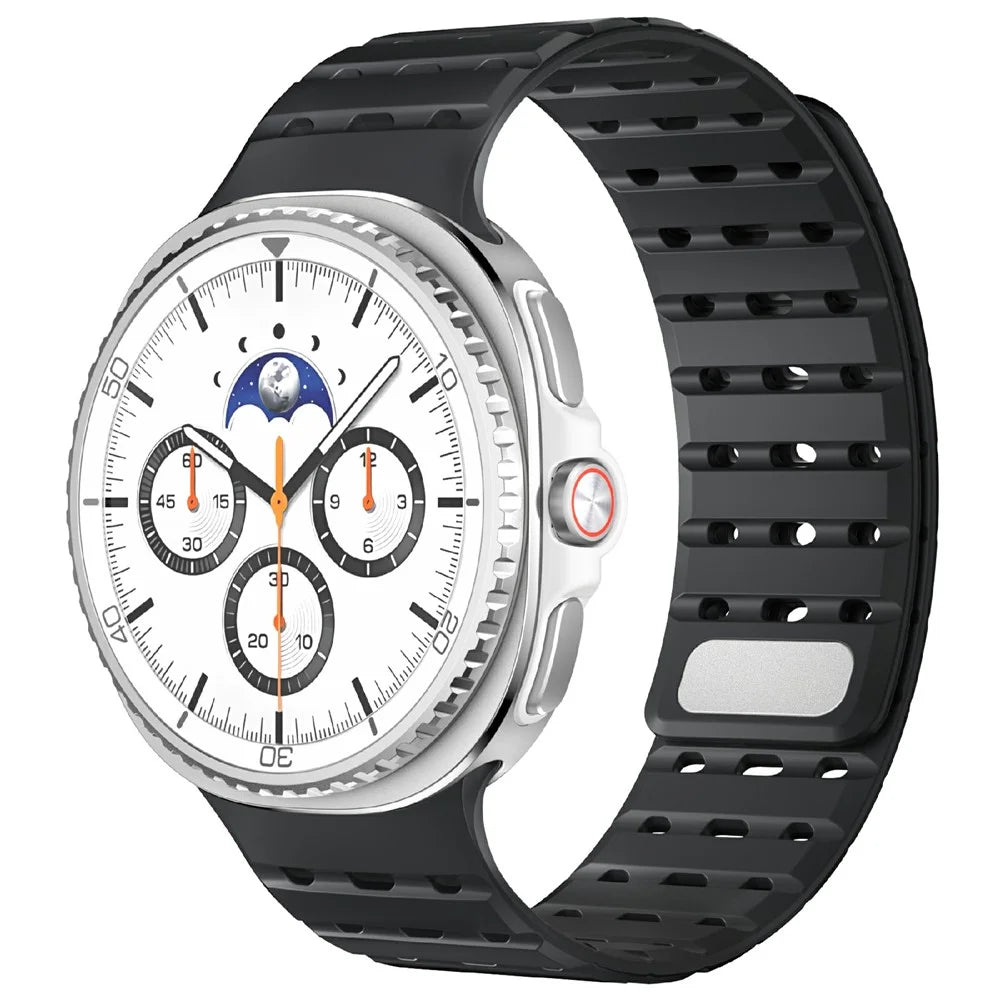 Watchband for Samsung Galaxy Watch8 44mm  /  40mm  /  Watch8 Classic 46mm Breathable Magnetic Silicone Strap - Black - 2
