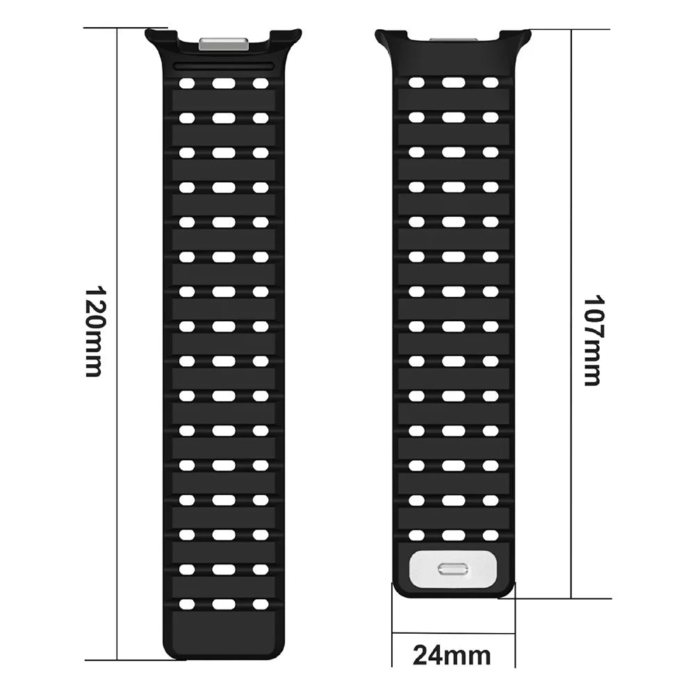 Watchband for Samsung Galaxy Watch8 44mm  /  40mm  /  Watch8 Classic 46mm Breathable Magnetic Silicone Strap - Black - 4