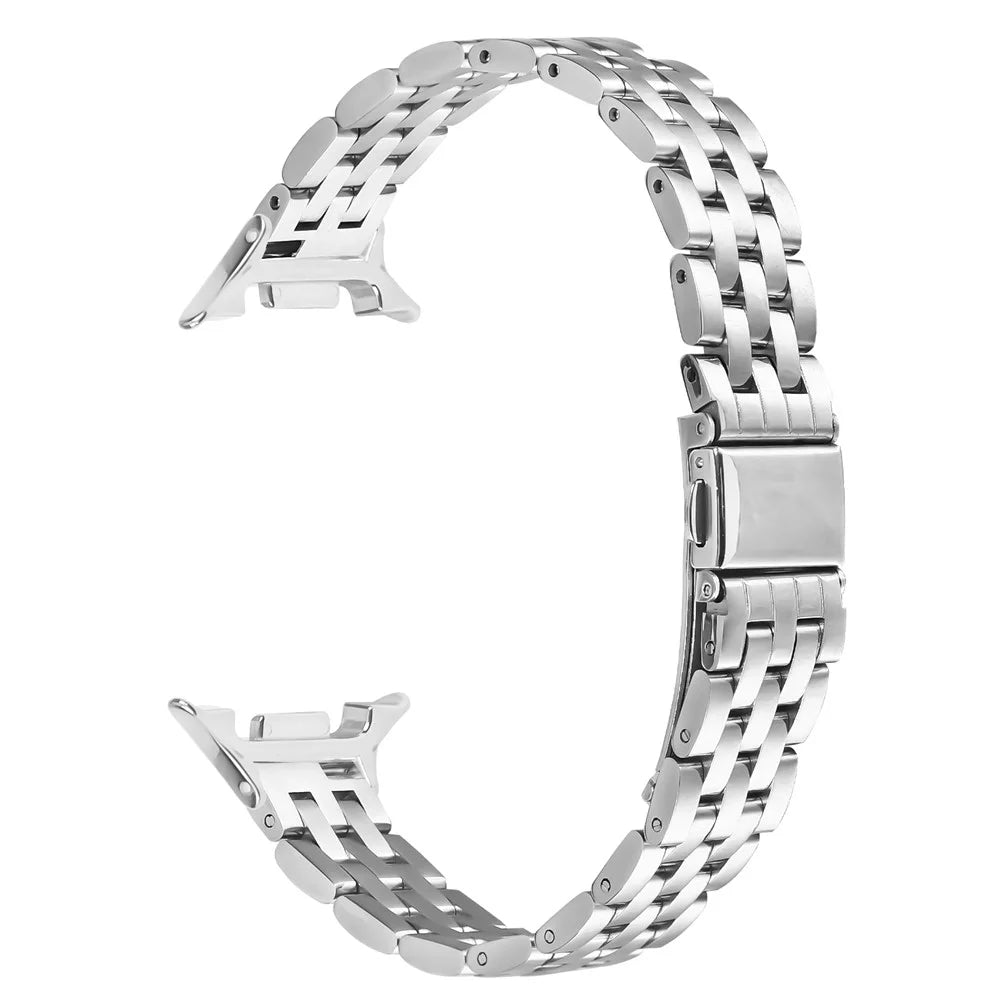 Slim 5-Bead Watch Band for Samsung Galaxy Watch8 44mm / 40mm / 8 Classic 46mm Stainless Steel Silver Strap - 1