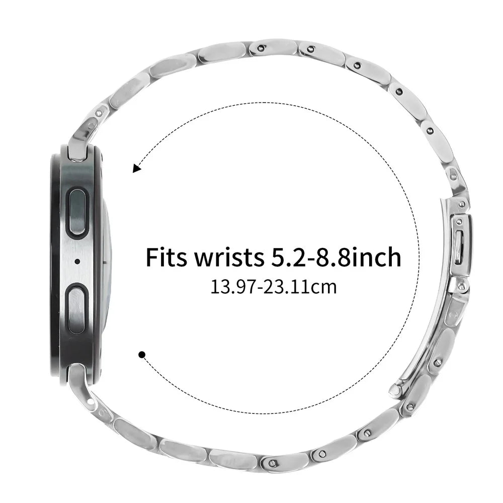 Slim 5-Bead Watch Band for Samsung Galaxy Watch8 44mm / 40mm / 8 Classic 46mm Stainless Steel Silver Strap - 7